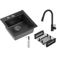 Quadron Comfort 110 dřez s baterií a příslušenstvím černá/černá HCQP5052CZK_3673500BLM