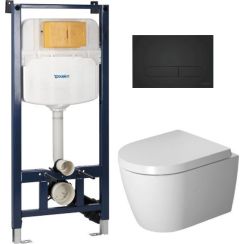 Sada WC mísa se sedátkem s pomalým sklápěním Duravit ME by Starck 45300900A1, podomítkový WC modul Duravit DuraSystem WD1029000000, WD5009031000