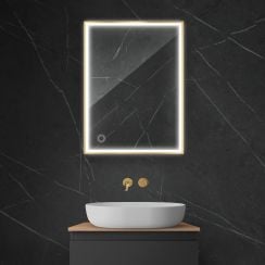 Oltens Nordlis zrcadlo 60x80 cm obdélníkový s osvětlením s vyhřívací podložkou zlatá 64105800