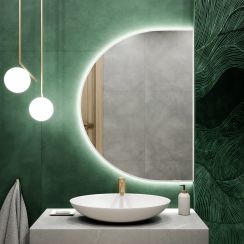 Baltica Design Tiny Border Semi Round zrcadlo 80x40 cm s osvětlením bílá 5904107926827