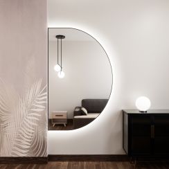 Baltica Design Tiny Border Semi Round zrcadlo 150x75 cm s osvětlením černá 5904107925516