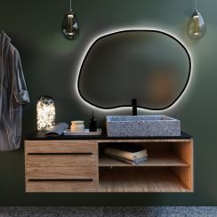 Baltica Design Bright Stain II zrcadlo 80x57 cm s osvětlením černá 5904107919485