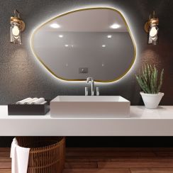 Baltica Design Bright Stain I zrcadlo 80x57 cm s osvětlením zlatá 5904107919126