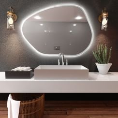 Baltica Design Bright Stain I zrcadlo 80x57 cm s osvětlením bílá 5904107918594
