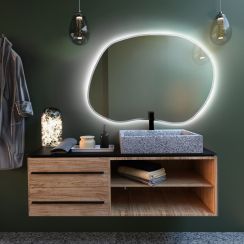 Baltica Design Bright Stain II zrcadlo 90x64 cm s osvětlením bílá 5904107917115
