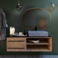 Baltica Design Bright Stain II zrcadlo 100x70 cm s osvětlením zlatá 5904107917528