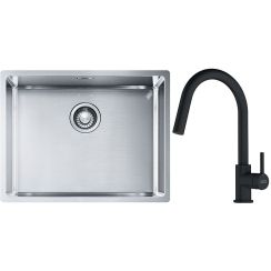 Sada ocelový dřez Franke Box 127.0395.015, kuchyňská baterie Franke Lina 115.0626.053