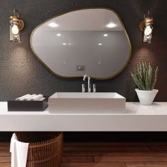 Baltica Design Bright Stain I zrcadlo 100x72 cm s osvětlením zlatá 5904107917030