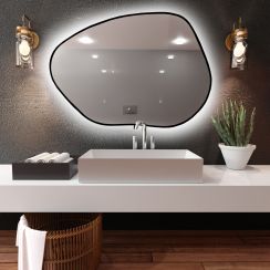 Baltica Design Bright Stain I zrcadlo 90x64 cm s osvětlením černá 5904107916750