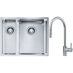 Sada ocelový dřez Franke Box 127.0369.916, kuchyňská baterie Franke Eos 115.0590.045