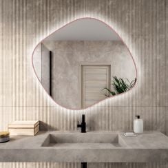 Baltica Design Bright Stain III zrcadlo 60x52 cm s osvětlením růžová 5904107932019