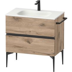 Duravit Sivida skříňka 81x47.7x59.2 cm pod umyvadlo závěsná černá-dub SV46510BD550000