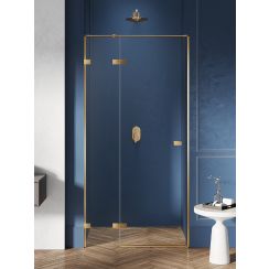 New Trendy Avexa Gold Brushed sprchové dveře 130 cm sklopné zlatá kartáčovaný/průhledné sklo EXK-1724