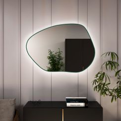 Baltica Design Bright Stain I zrcadlo 50x36 cm s osvětlením zelená 5904107931623