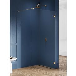 New Trendy Avexa Gold Brushed sprchová zástěna walk-in 130 cm zlatá kartáčovaný/průhledné sklo EXK-7018