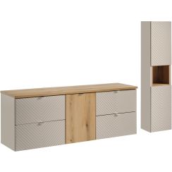Sada skříňka Comad Viva Cashmere VIVA CASHMERE 82-60-2S, skříňka Comad Viva Cashmere VIVA CASHMERE 80-03-2D, NOVA OAK 81-40-1DK, NOVA OAK A 89-160