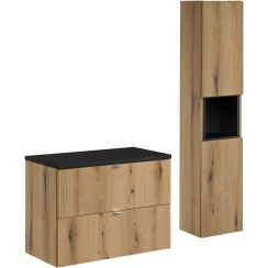 Sada skříňka Comad Nova Oak NOVA OAK A 82-80-2S, skříňka Comad Nova Oak NOVA OAK A 80-03-2D(W80-01A), NOVA BLACK B 89-80, NOVA BLACK A 83-27-Q(W83-04D)