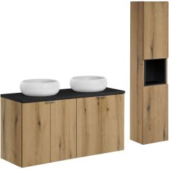 Sada skříňka Comad Nova Oak NOVA OAK A 80-03-2D(W80-01A), skříňka Comad Nova Oak NOVA OAK A 82-60-2D, NOVA BLACK B 89-120, UN-WIKI-SW, NOVA BLACK A 83-27-Q(W83-04D)