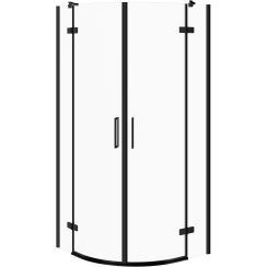 Cersanit City sprchový kout 90x90 cm půlkulatá černá matný/průhledné sklo S584-071
