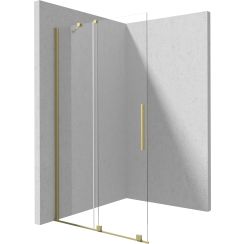 Deante Prizma sprchová zástěna walk-in 140 cm zlatá kartáčovaný/průhledné sklo KTJ_R34R