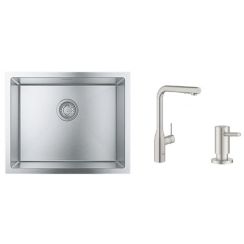Sada kuchyňská baterie Grohe Essence 30270DC0, ocelový dřez Grohe K700 31726SD0, 40535DC0