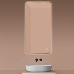 Oltens Nordlis zrcadlo 60x120 cm obdélníkový s osvětlením s vyhřívací podložkou zlatá 64121810