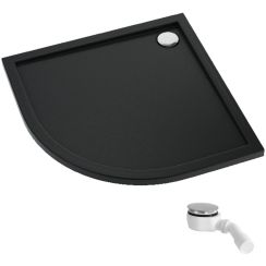 Schedpol Caspar New Black Matt půlkruhová sprchová vanička se sifonem 90x90 cm černá 3.2334/C/MG