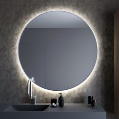 Baltica Design Tiny Border Bright zrcadlo 90x90 cm kulatý s osvětlením s vyhřívací podložkou stříbrná 5904107911632