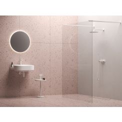 Ravak Walk in Free sprchová zástěna 140 cm bílá matný/průhledné sklo GW9FM0E0SZ1