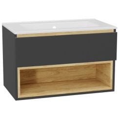 Sada korpus skříňky Excellent Tuto 2.0 MLEX.2171.800.GRBL, umyvadlo Excellent As CEEX.3617.800.WH, MLEX.2151.800.01.GR