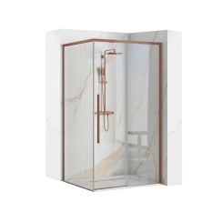 Rea Solar Brush Copper sprchový kout 90x90 cm čtvercový měděná kartáčovaný/průhledné sklo REA-K9512