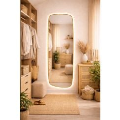 Baltica Design Stone Calm zrcadlo 50x155 cm s osvětlením zlatá 5904107932590