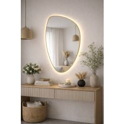Baltica Design Stone Fluid zrcadlo 55x92 cm s osvětlením zlatá 5904107932736