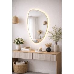 Baltica Design Stone Fluid zrcadlo 55x92 cm s osvětlením zlatá 5904107932712