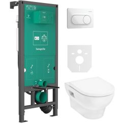 Sada WC mísa se sedátkem s pomalým sklápěním Hansgrohe GladeLake S 60309450, podomítkový WC modul Hansgrohe iFrame universal 01022180, 66002450