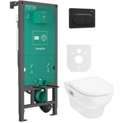 Sada WC mísa se sedátkem s pomalým sklápěním Hansgrohe GladeLake S 60309450, podomítkový WC modul Hansgrohe iFrame universal 01022180, 66002670