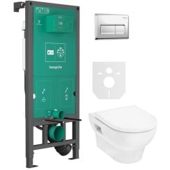 Sada WC mísa se sedátkem s pomalým sklápěním Hansgrohe GladeLake S 60309450, podomítkový WC modul Hansgrohe iFrame universal 01022180, 66001000