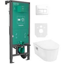 Sada WC mísa se sedátkem s pomalým sklápěním Hansgrohe EluPura Original S 60288450, podomítkový WC modul Hansgrohe iFrame universal 01022180, 66001450