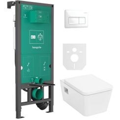 Sada WC mísa se sedátkem s pomalým sklápěním Hansgrohe EluPura Original Q 60289450, podomítkový WC modul Hansgrohe iFrame universal 01022180, 66001450