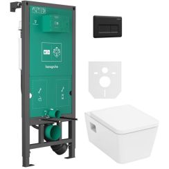 Sada WC mísa se sedátkem s pomalým sklápěním Hansgrohe EluPura Original Q 60289450, podomítkový WC modul Hansgrohe iFrame universal 01022180, 66001670