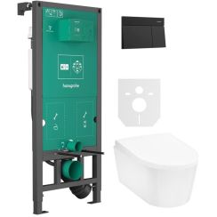 Sada splachovací tlačítko Hansgrohe Element E 66003670, záchodová mísa Hansgrohe EluPura S 60193450, 01022180, 60148450