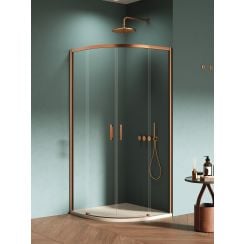 New Trendy Prime sprchový kout 80x80 cm půlkulatá měděná kartáčovaný/průhledné sklo K-3590