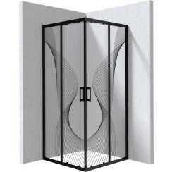 Deante Funkia Evo sprchový kout 90x90 cm čtvercový černá matný/vzorované sklo KYC_NB99P