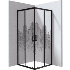 Deante Funkia Evo sprchový kout 90x90 cm čtvercový černá matný/vzorované sklo KYCND99P