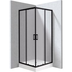 Deante Funkia Evo sprchový kout s vaničkou 80x80 cm čtvercový černá matný/průhledné sklo KYC_ZN088P