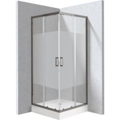 Deante Funkia Evo sprchový kout s vaničkou 80x80 cm čtvercový grafitová matný/vzorované sklo KYC_ZDE88P