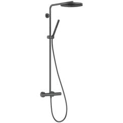 Hansgrohe Pulsify S Puro sprchová sada na stěnu s termostatem s dešťovou sprchou chrom-černá 24222340
