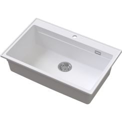 Ruvetti Absol 80 granitový dřez s odkapávací vložkou 76x50 cm bílá 3001AB_WH80_W