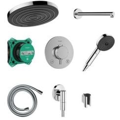 Hansgrohe Pulsify S sprchová sada pod omítku s termostatem s dešťovou sprchou černá 24624340
