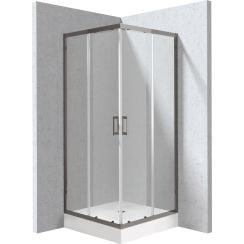 Deante Funkia Evo sprchový kout s vaničkou 90x90 cm čtvercový grafitová matný/průhledné sklo KYCZD099P